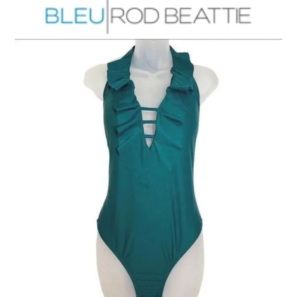 Bleu Rod beattie Ruffle lace front green Size 6 swimsuit